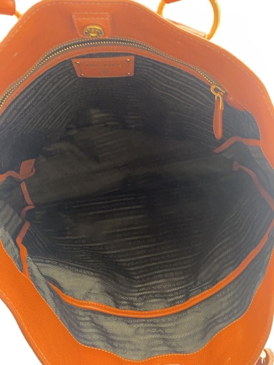 PRADA tote bag leather ORN plain orange 6