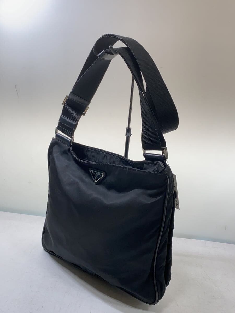PRADA shoulder bag nylon BLK plain black black 2