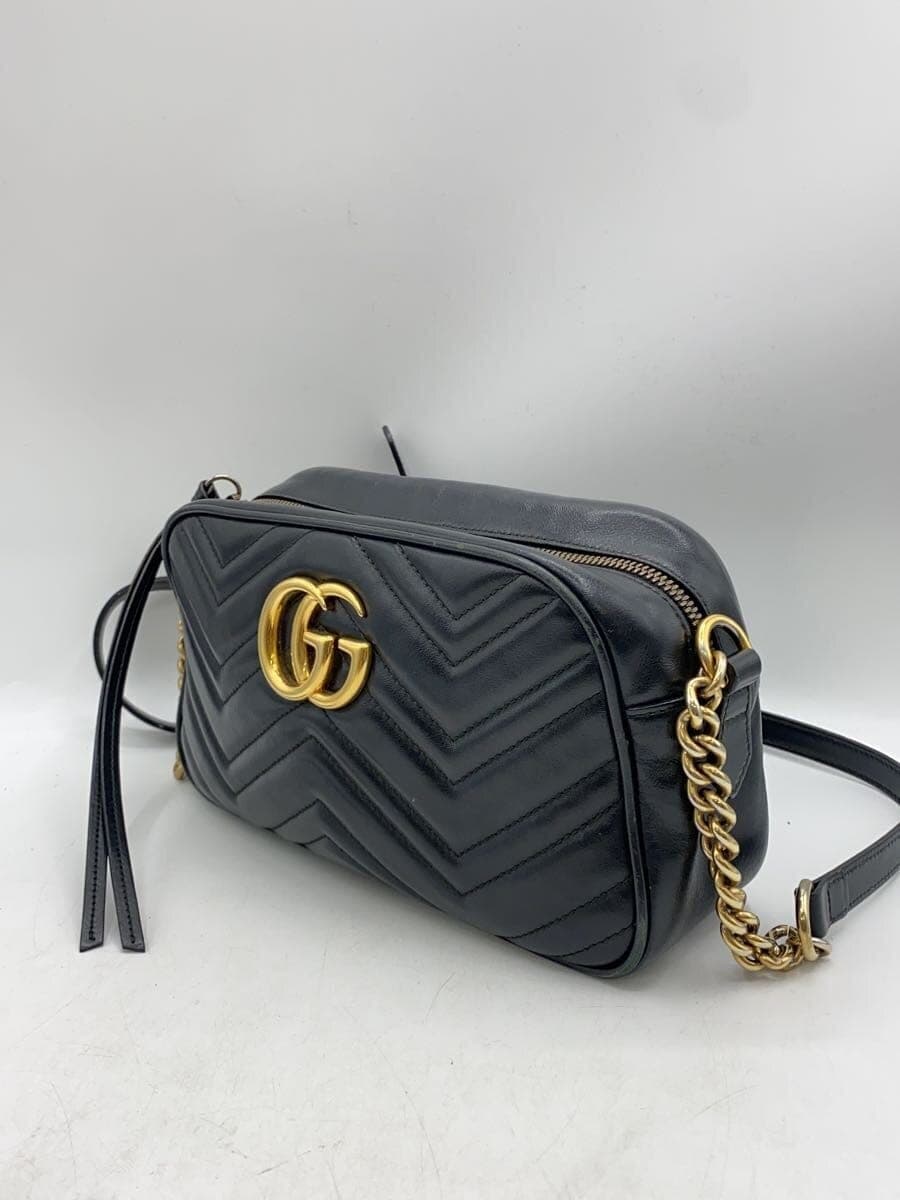 GUCCI Chain Shoulder Bag_GG Marmont _Quilted Leather BLK 2