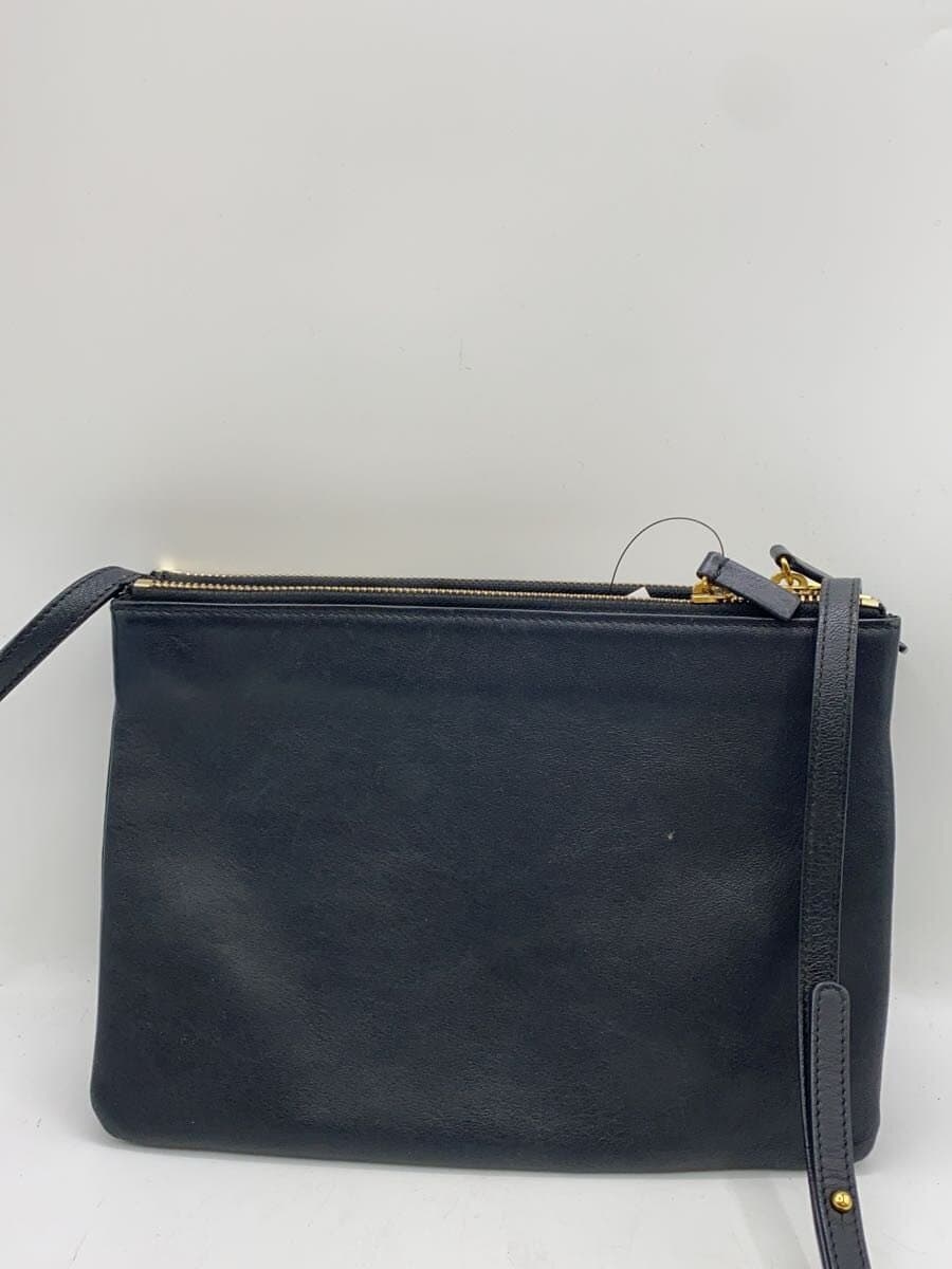 CELINE Shoulder Bag Leather BLK Trio 3