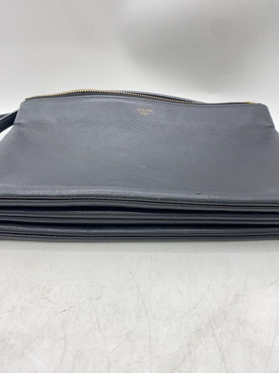 CELINE Shoulder Bag Leather BLK Trio 4