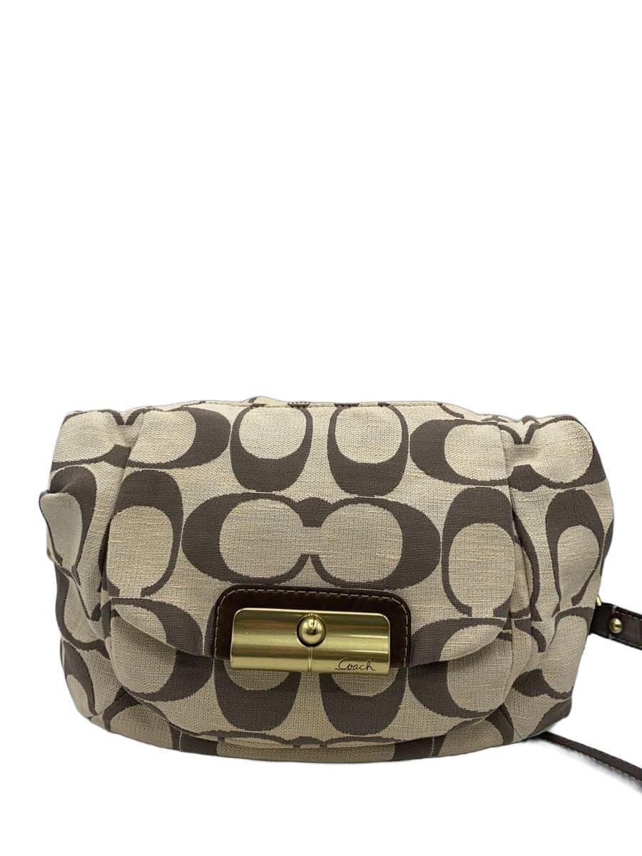 COACH Hobo Signature Kristin Dark Brown Leather Canvas WHT Allover Pattern 19335