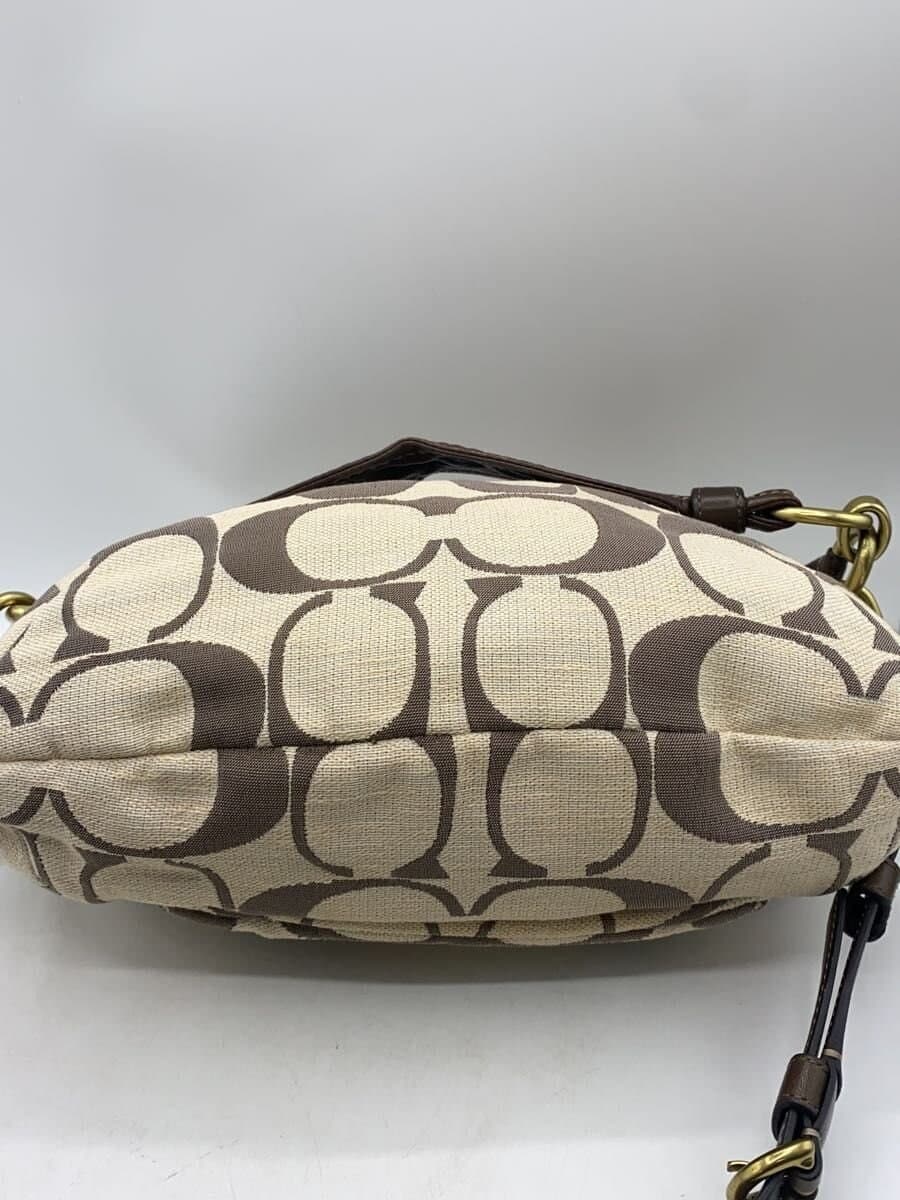 COACH Hobo Signature Kristin Dark Brown Leather Canvas WHT Allover Pattern 19335 4