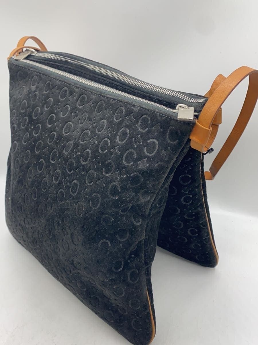 CELINE shoulder bag suede BLK Macadam pattern 2