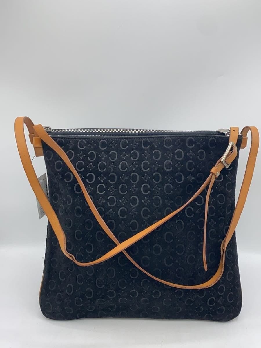 CELINE shoulder bag suede BLK Macadam pattern 3