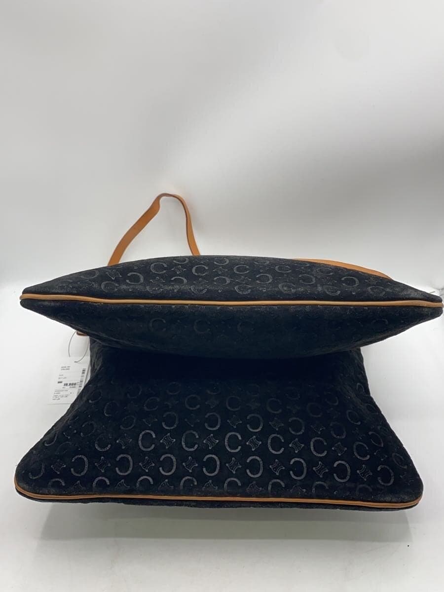 CELINE shoulder bag suede BLK Macadam pattern 4