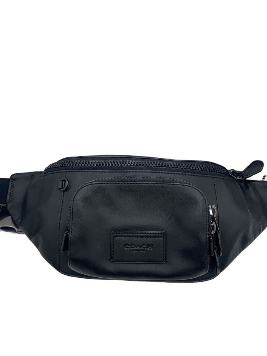 COACH Waist Bag Leather Black Plain c2716