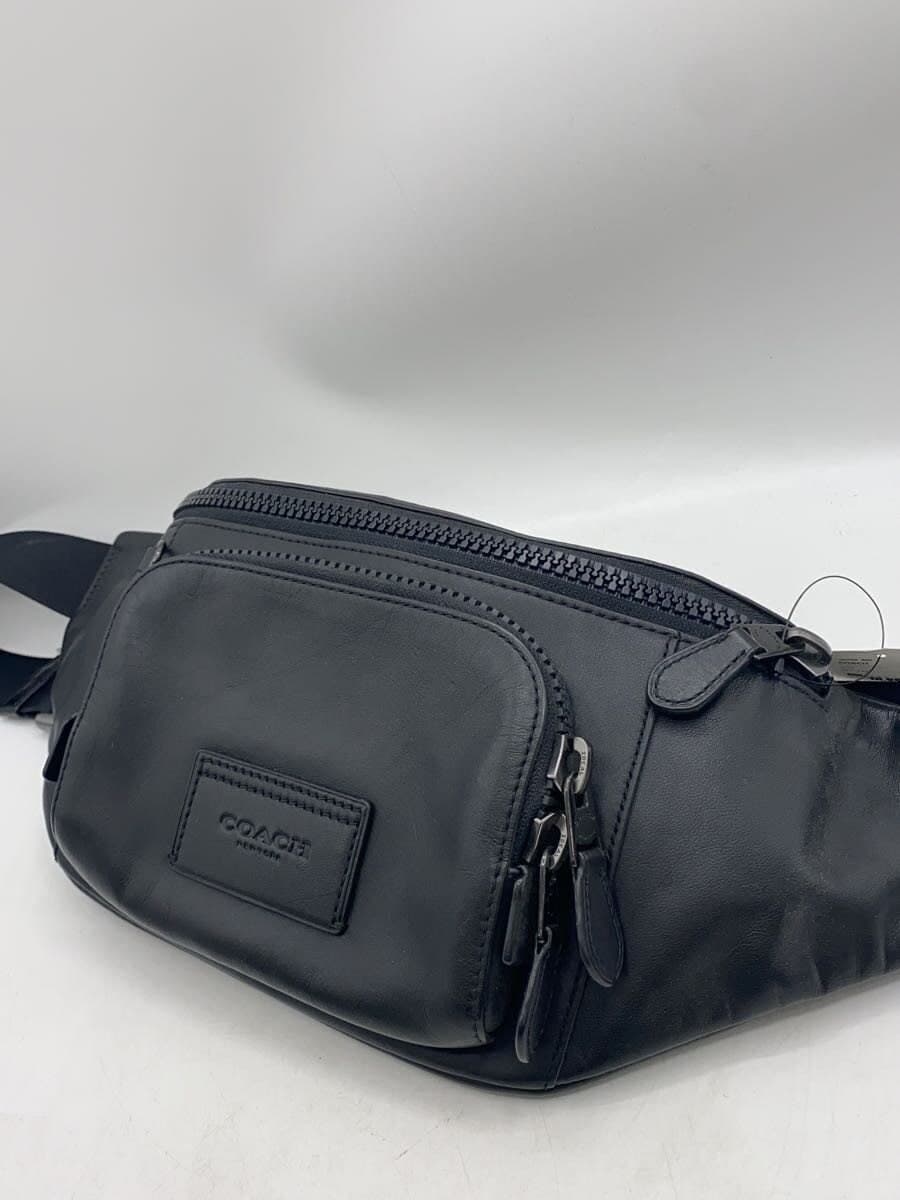 COACH Waist Bag Leather Black Plain c2716 2