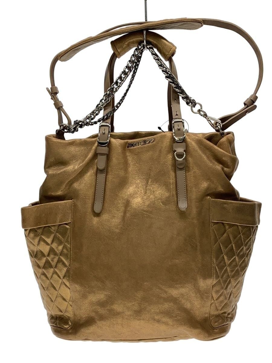 JIMMY CHOO shoulder bag leather GLD plain