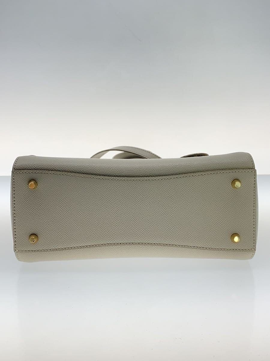 FURLA Shoulder Bag Leather Gray Solid Color 4