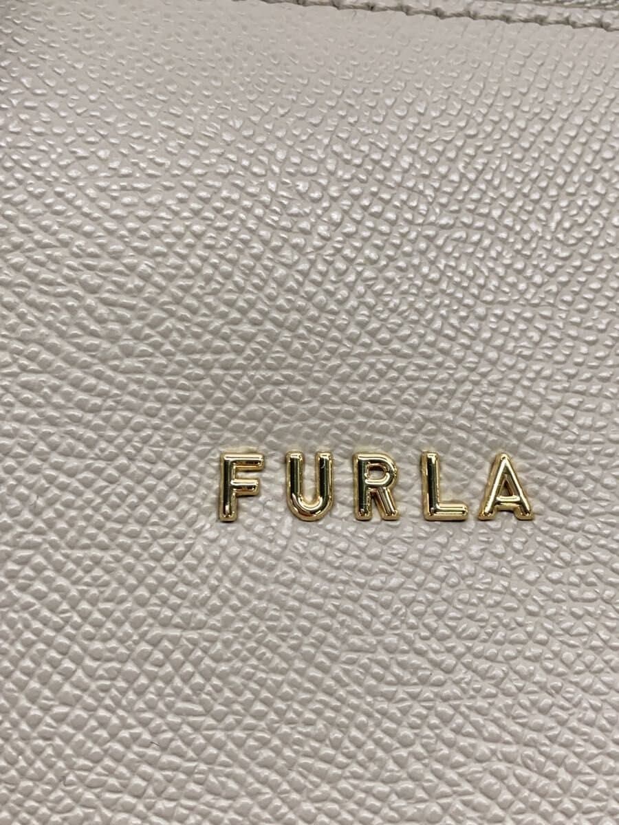 FURLA Shoulder Bag Leather Gray Solid Color 5