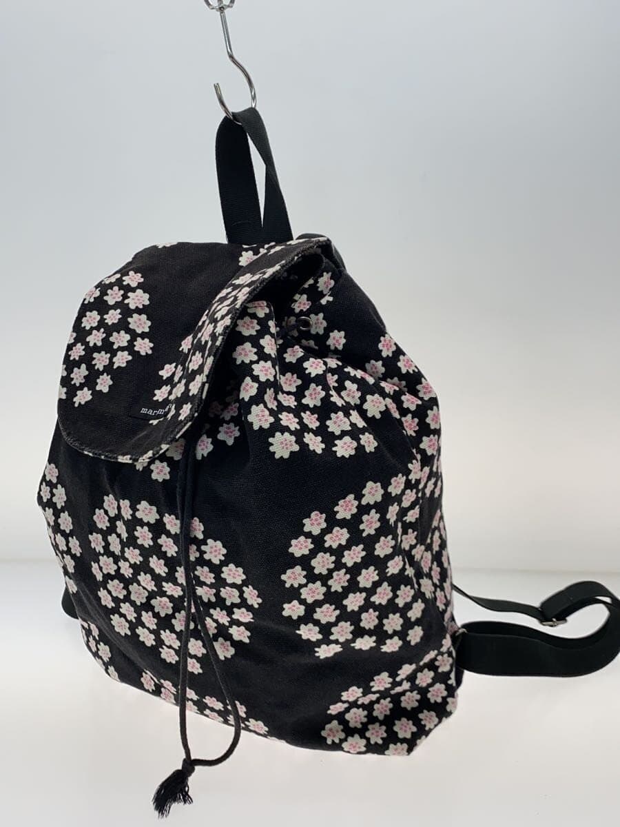 marimekko NIPPU PUKETTI backpack cotton black floral pattern 2