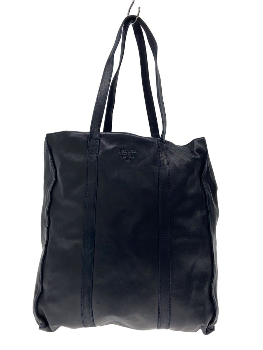 PRADA tote bag leather navy