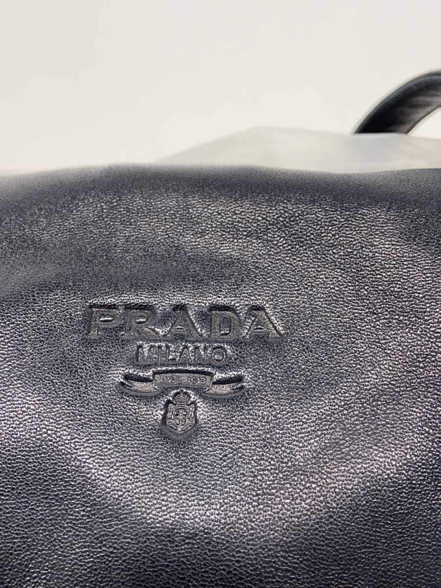 PRADA tote bag leather navy 5