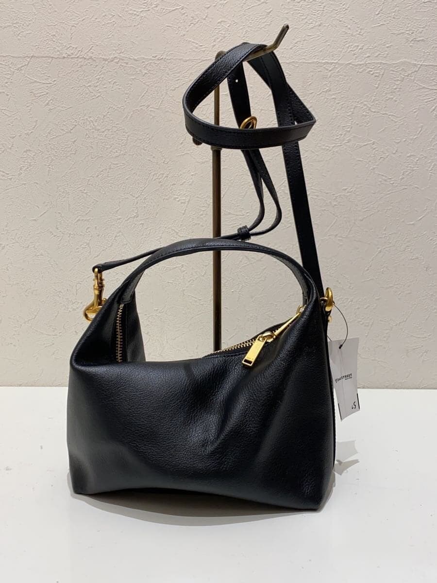 agnes b. Shoulder Bag Leather BLK ABS01-04 3