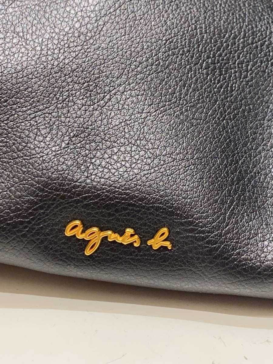 agnes b. Shoulder Bag Leather BLK ABS01-04 5