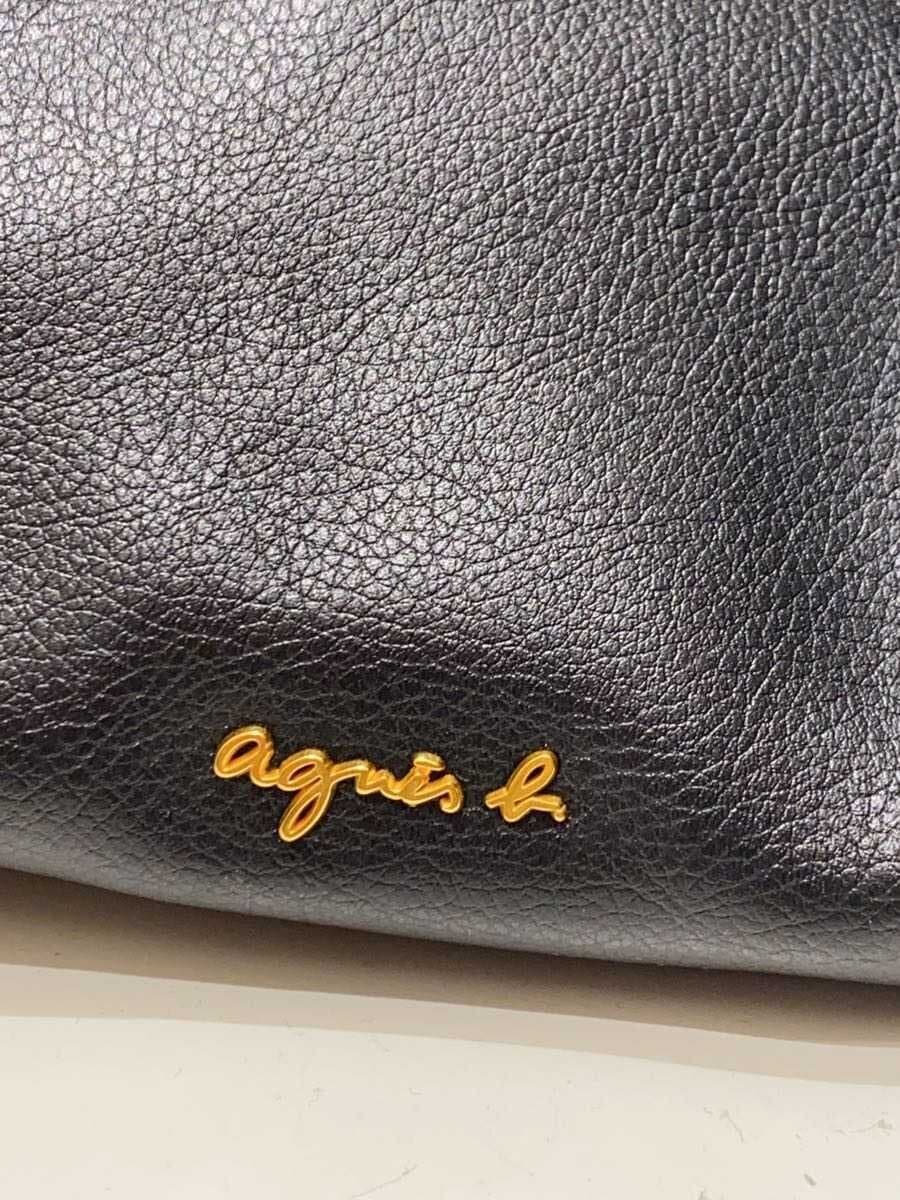 agnes b. Shoulder Bag Leather BLK ABS01-04 5