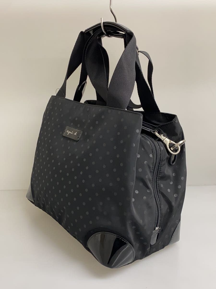 agnes b VOYAGE Handbag Polyester BLK Dot AS10b-01 2