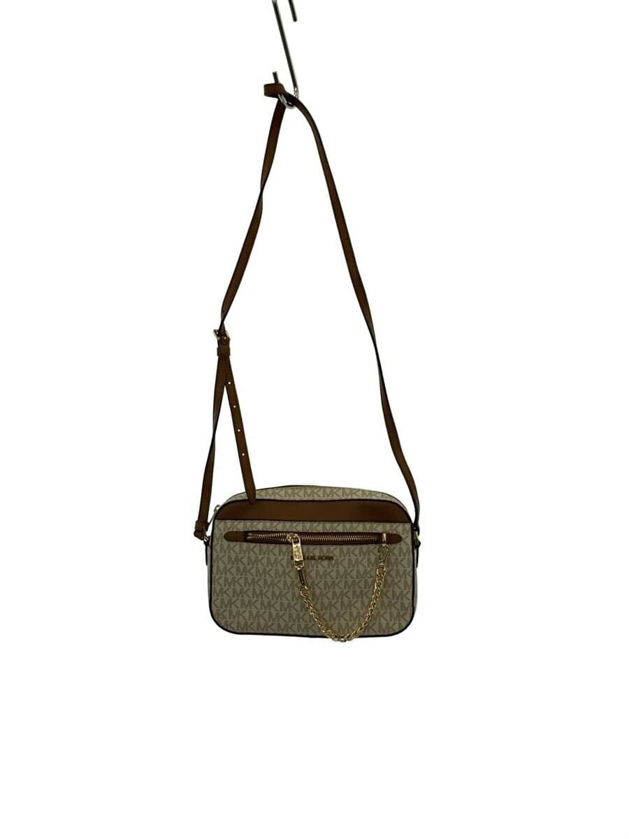 MICHAEL KORS Shoulder Bag Leather CRM All Over Pattern With Wear