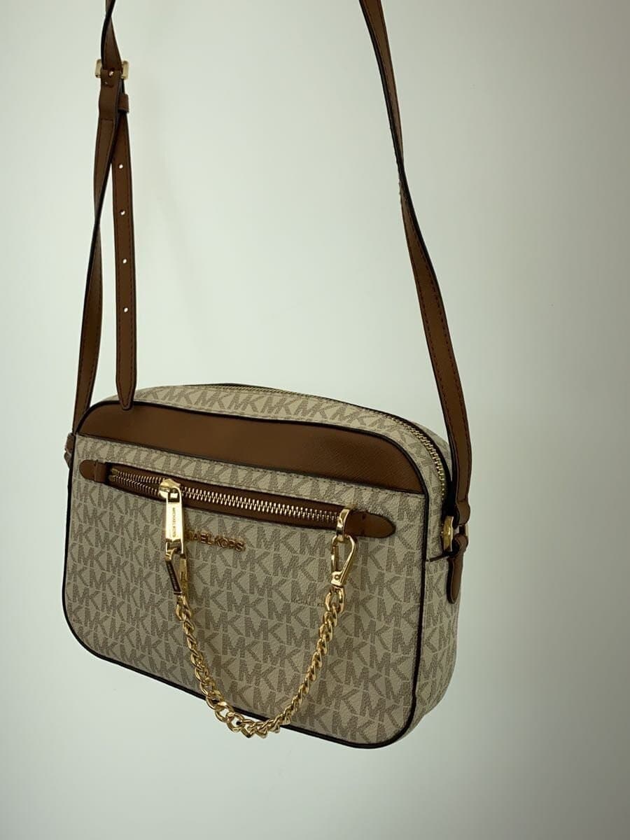 MICHAEL KORS Shoulder Bag Leather CRM All Over Pattern With Wear 2