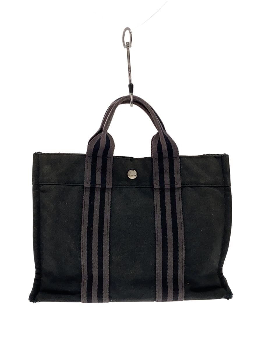 HERMES tote bag cotton BLK plain