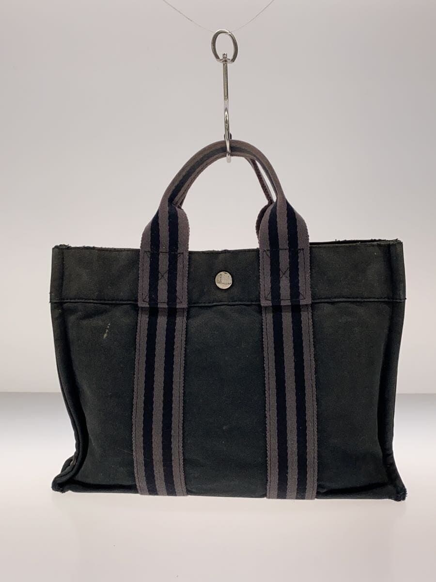 HERMES tote bag cotton BLK plain 3