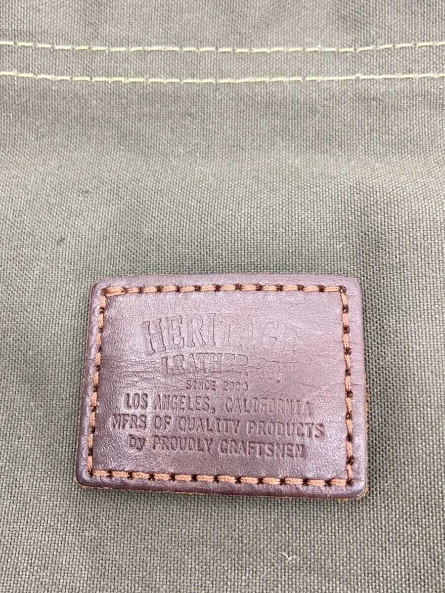 Heritage Leather Tote Bag Canvas KHK 5