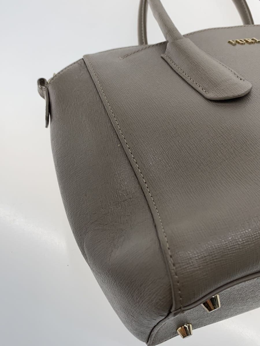 FURLA Handbag Leather GRY Solid 8