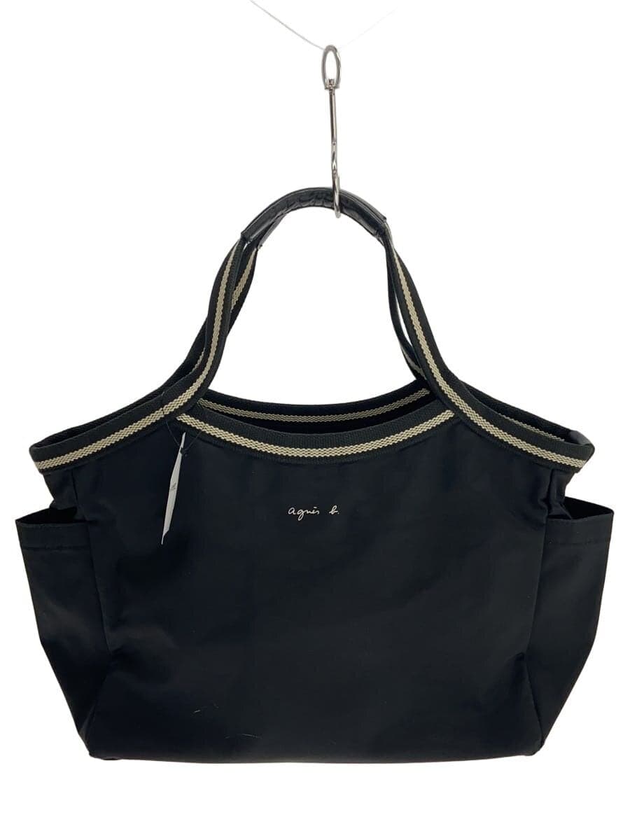 agnes b VOYAGE Handbag Nylon BLK Solid