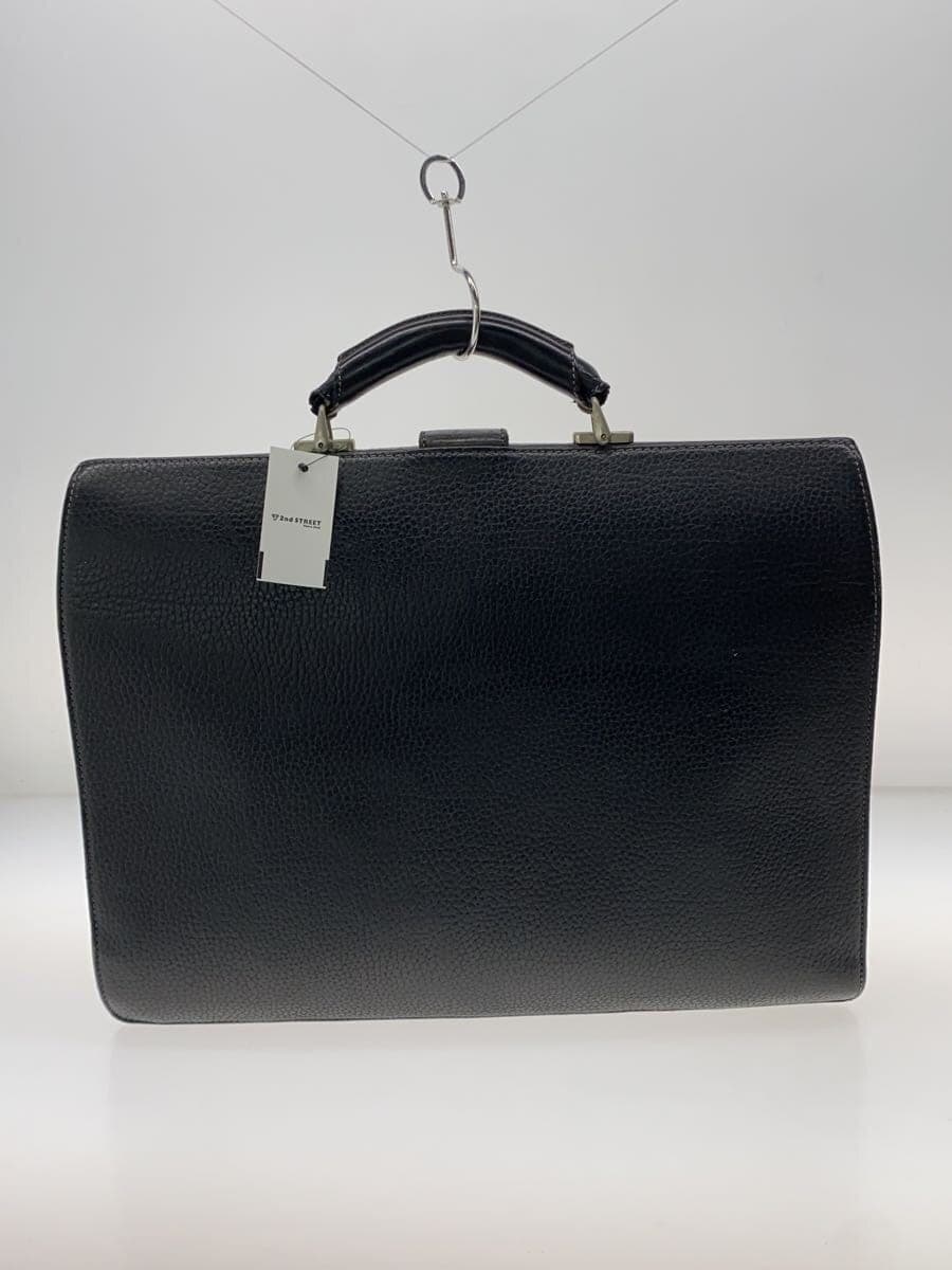 BURBERRYS Doctor Bag Leather BLK Solid A4 Self-standing with Key Inside Tear Corner Wear 3