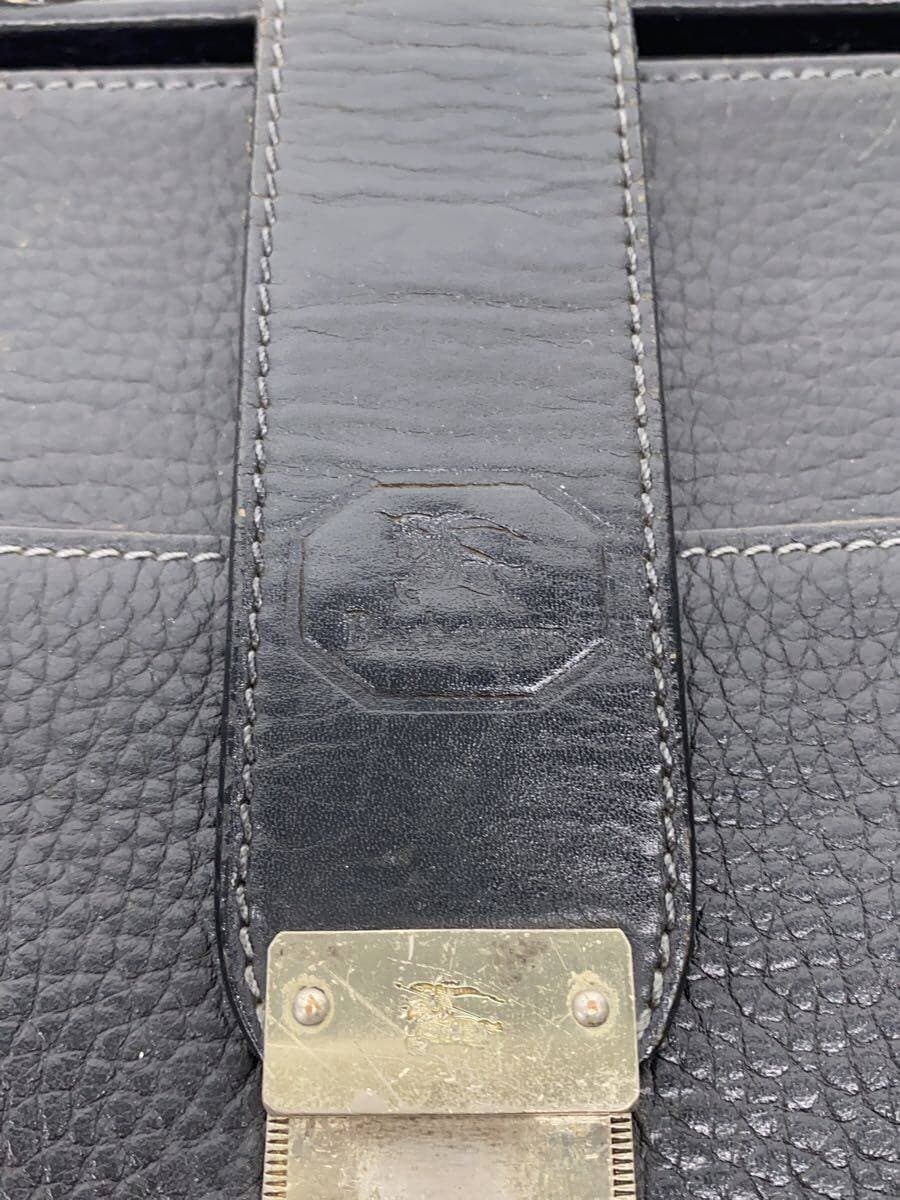 BURBERRYS Doctor Bag Leather BLK Solid A4 Self-standing with Key Inside Tear Corner Wear 5