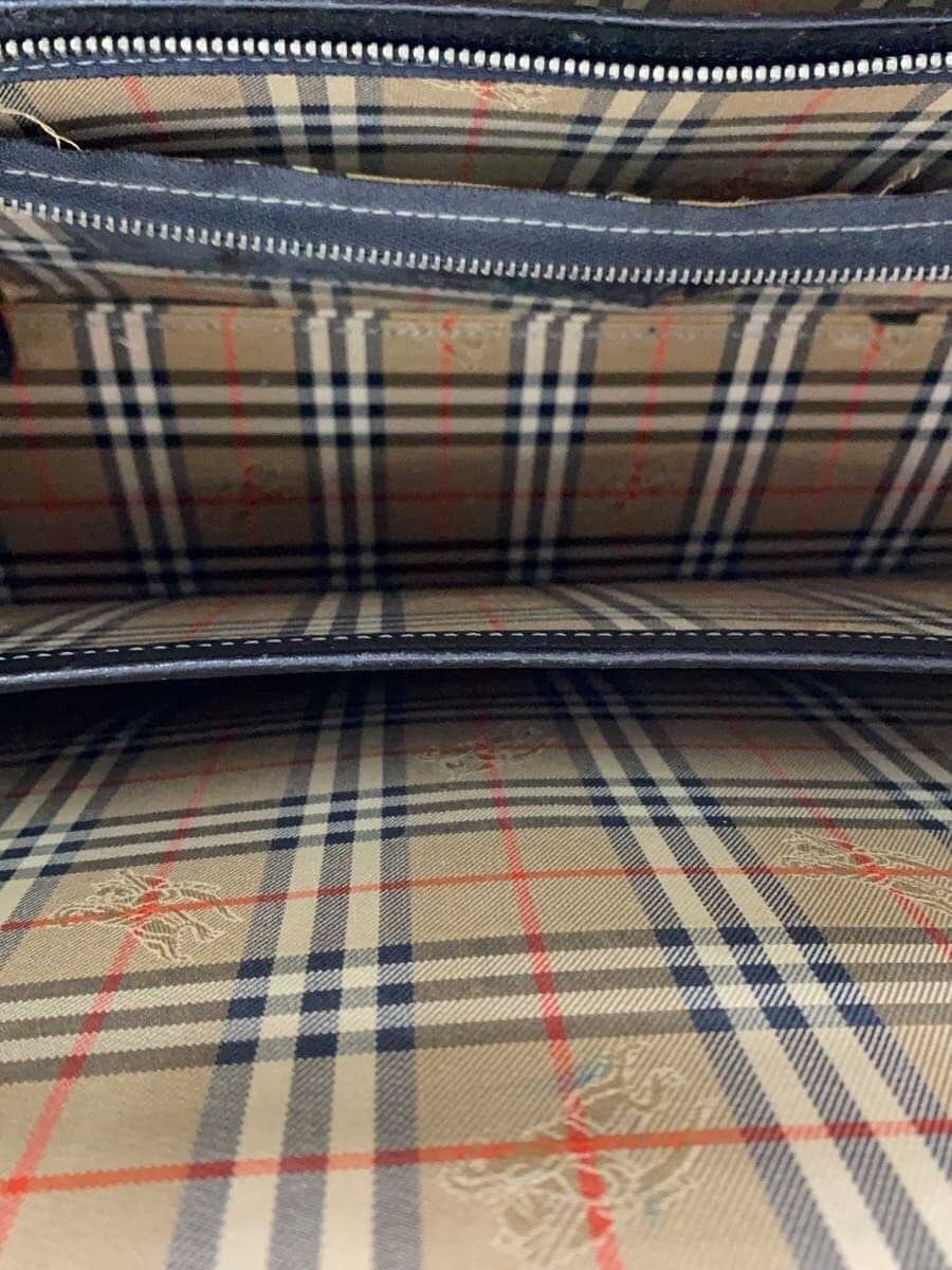 BURBERRYS Doctor Bag Leather BLK Solid A4 Self-standing with Key Inside Tear Corner Wear 6