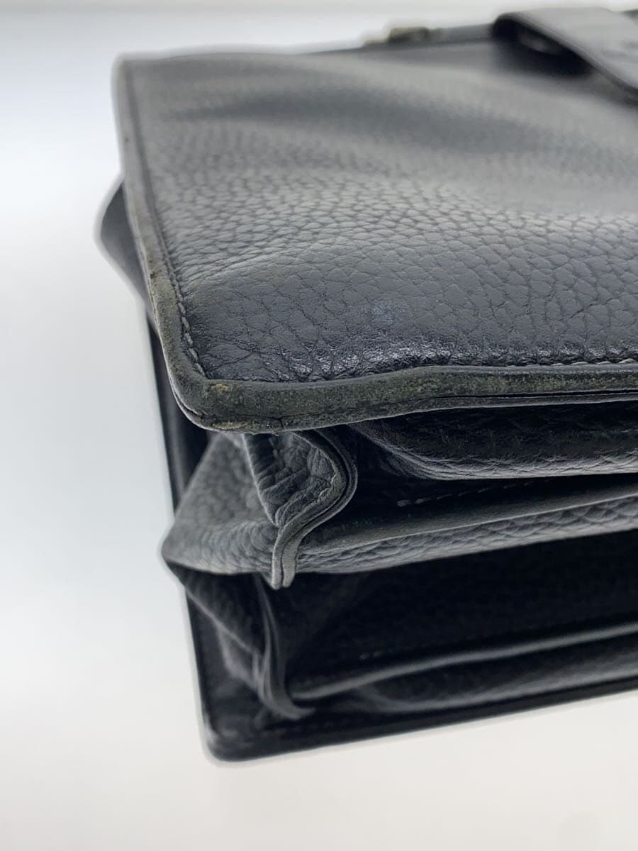 BURBERRYS Doctor Bag Leather BLK Solid A4 Self-standing with Key Inside Tear Corner Wear 7