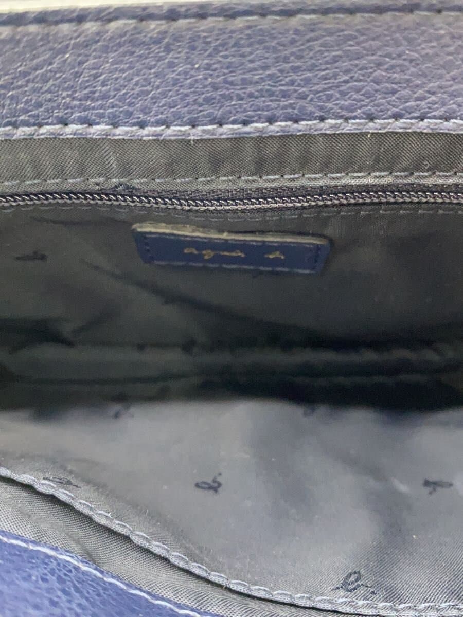 agnes b. Shoulder Bag Leather NVY 6
