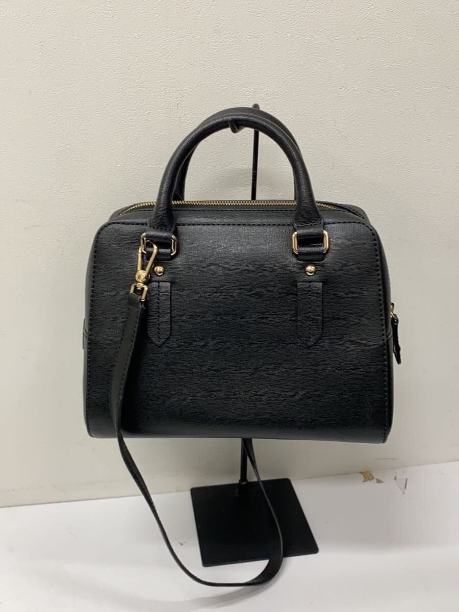 FURLA shoulder bag leather BLK solid color 3