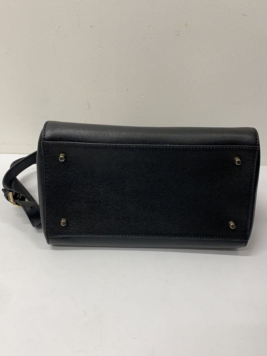 FURLA shoulder bag leather BLK solid color 4