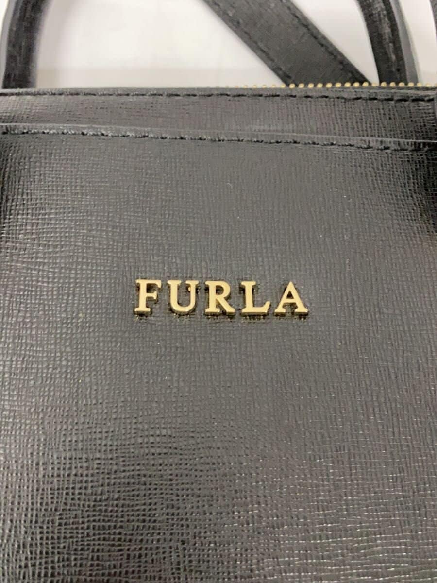 FURLA shoulder bag leather BLK solid color 5