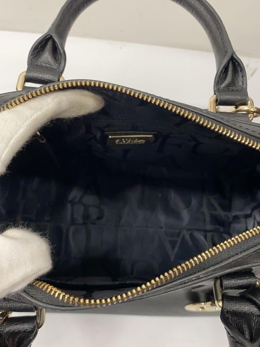 FURLA shoulder bag leather BLK solid color 6