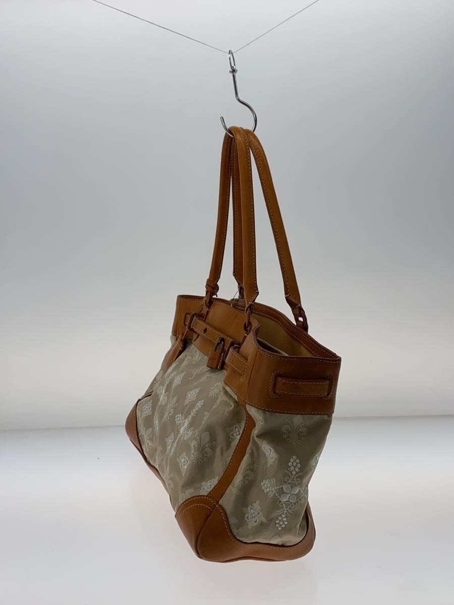 GENTEN Tote Bag Leather WHT All Over Pattern 2