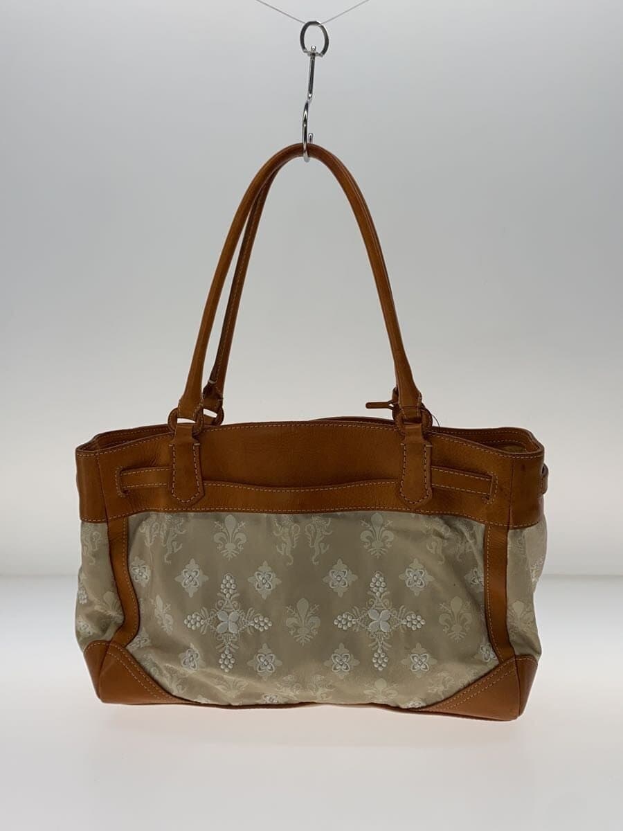 GENTEN Tote Bag Leather WHT All Over Pattern 3