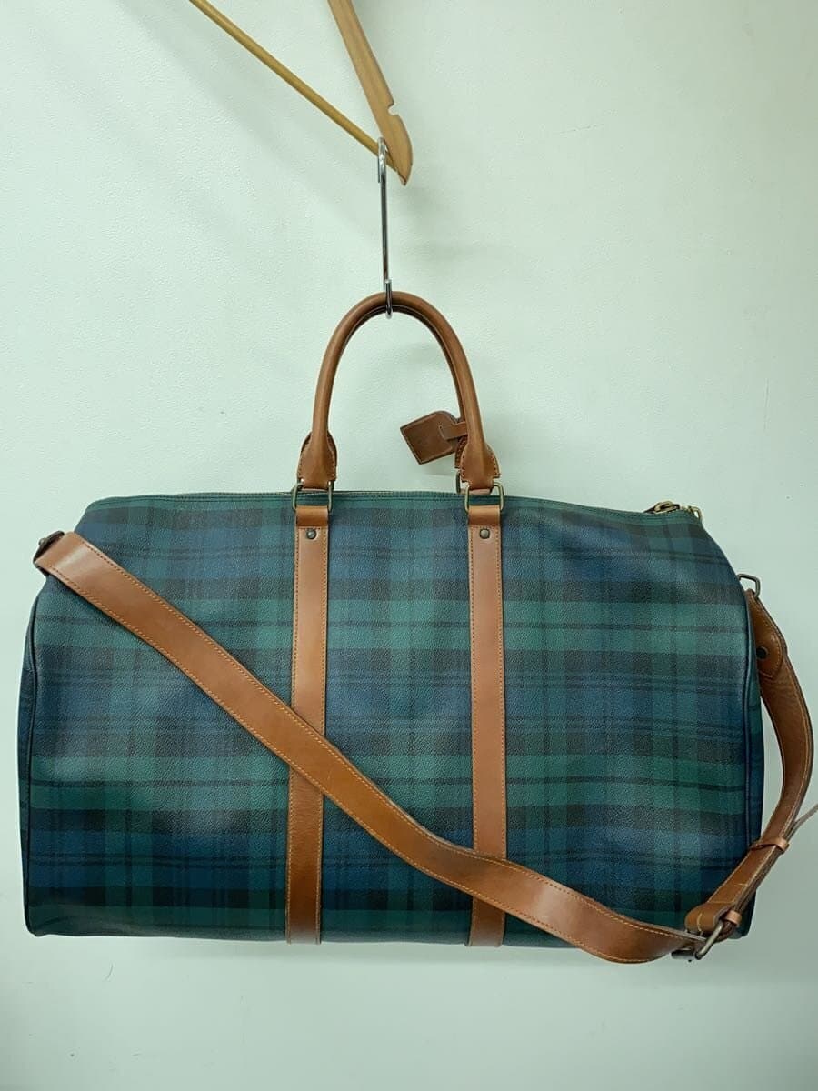 POLO RALPH LAUREN Boston Bag Leather Green Check 2