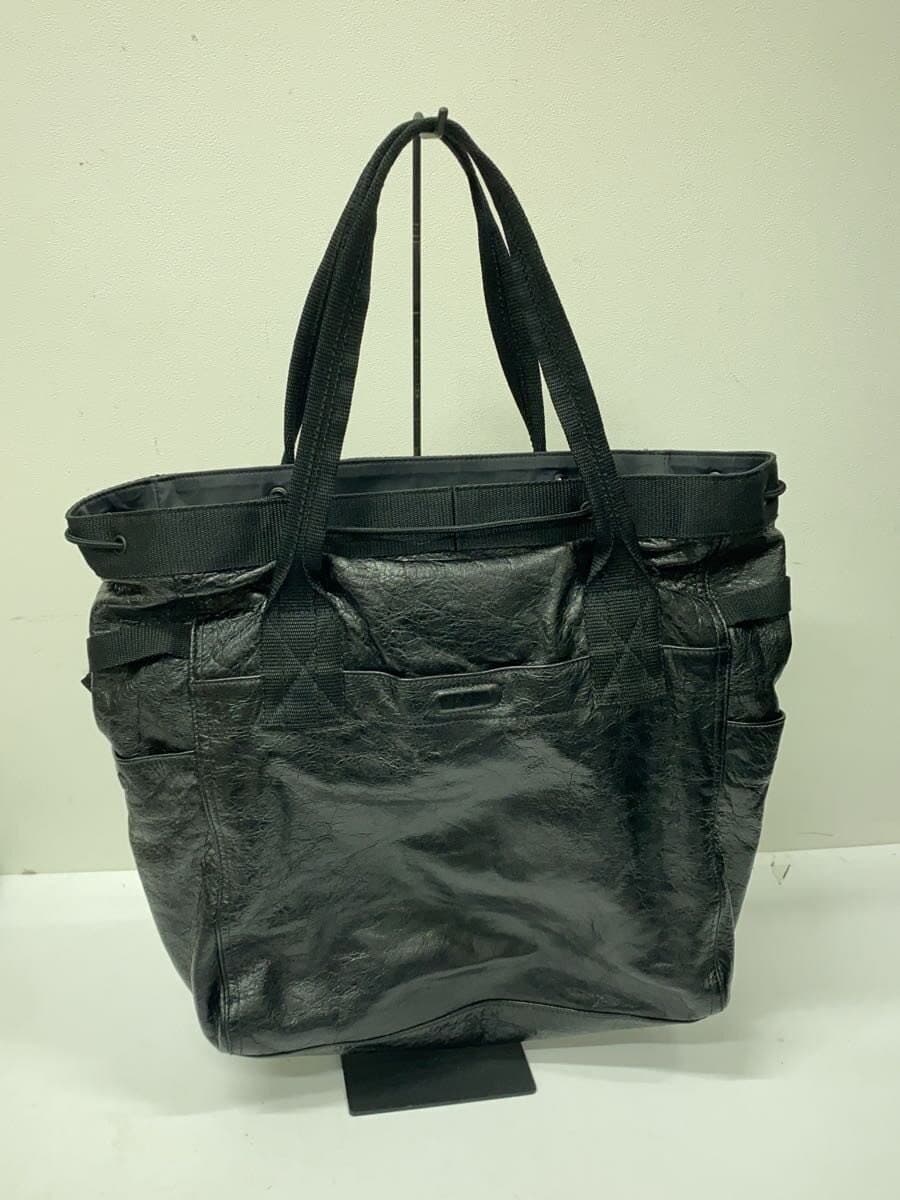 BALENCIAGA Tote Bag Leather Black 3