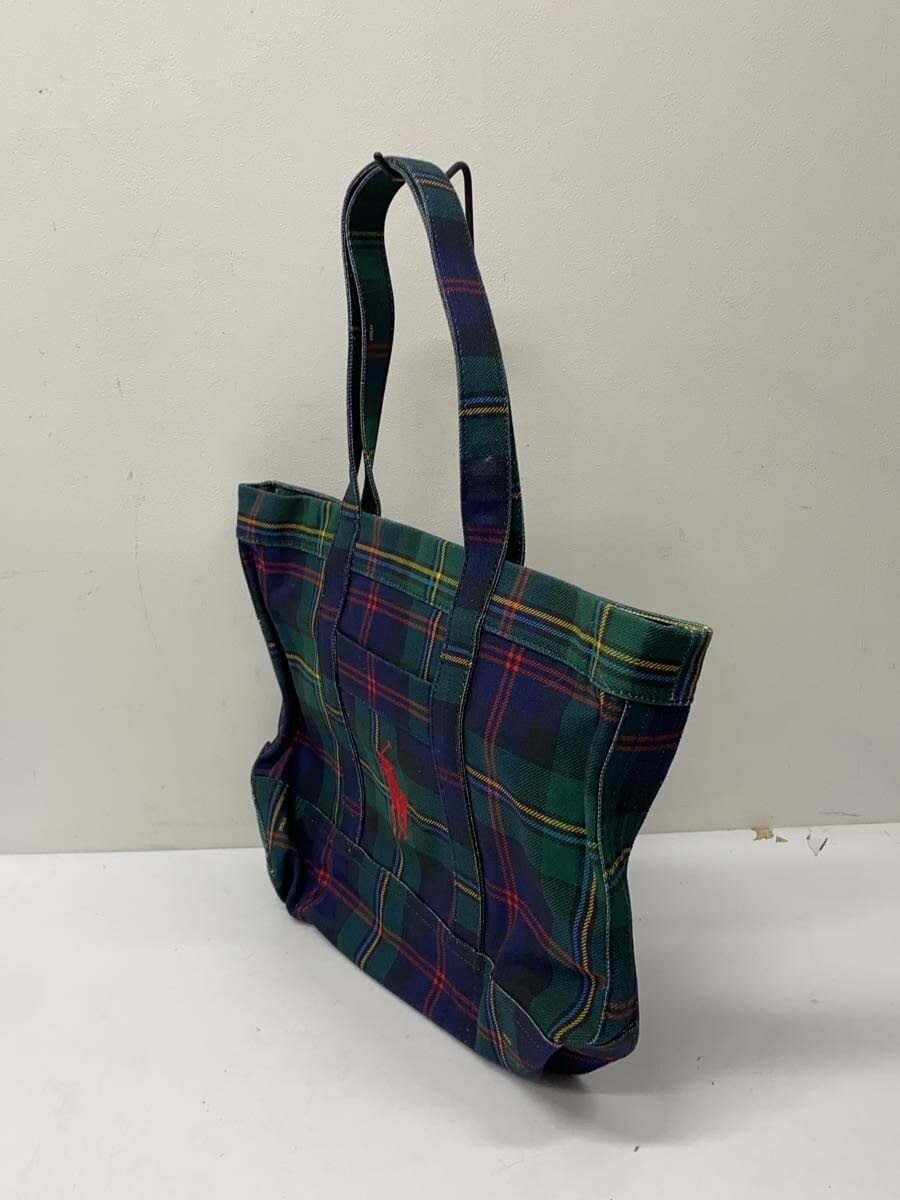 POLO RALPH LAUREN tote bag canvas GRN check 2