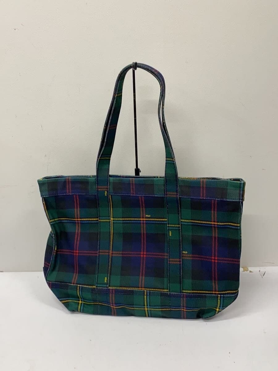 POLO RALPH LAUREN tote bag canvas GRN check 3