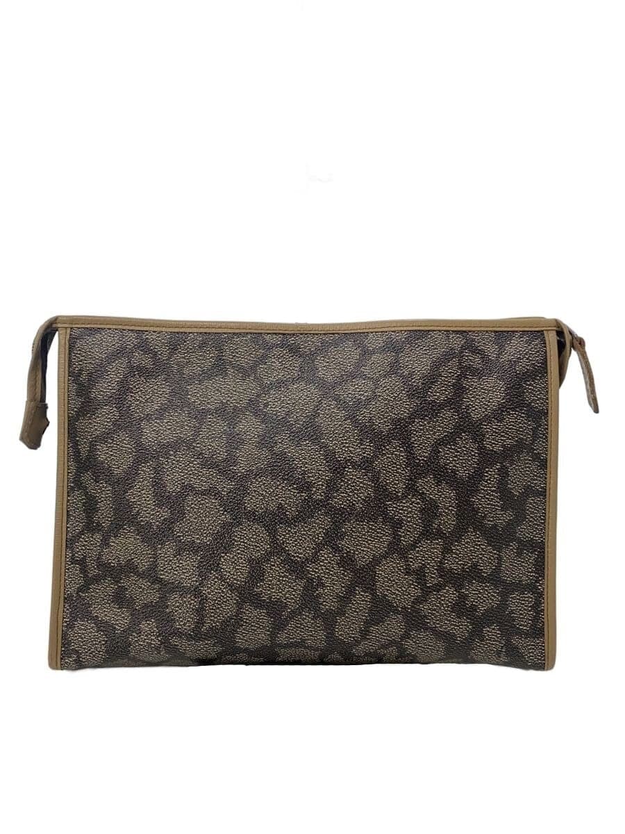 YVES SAINT LAURENT Clutch Bag Leather KHK All Over Pattern 3