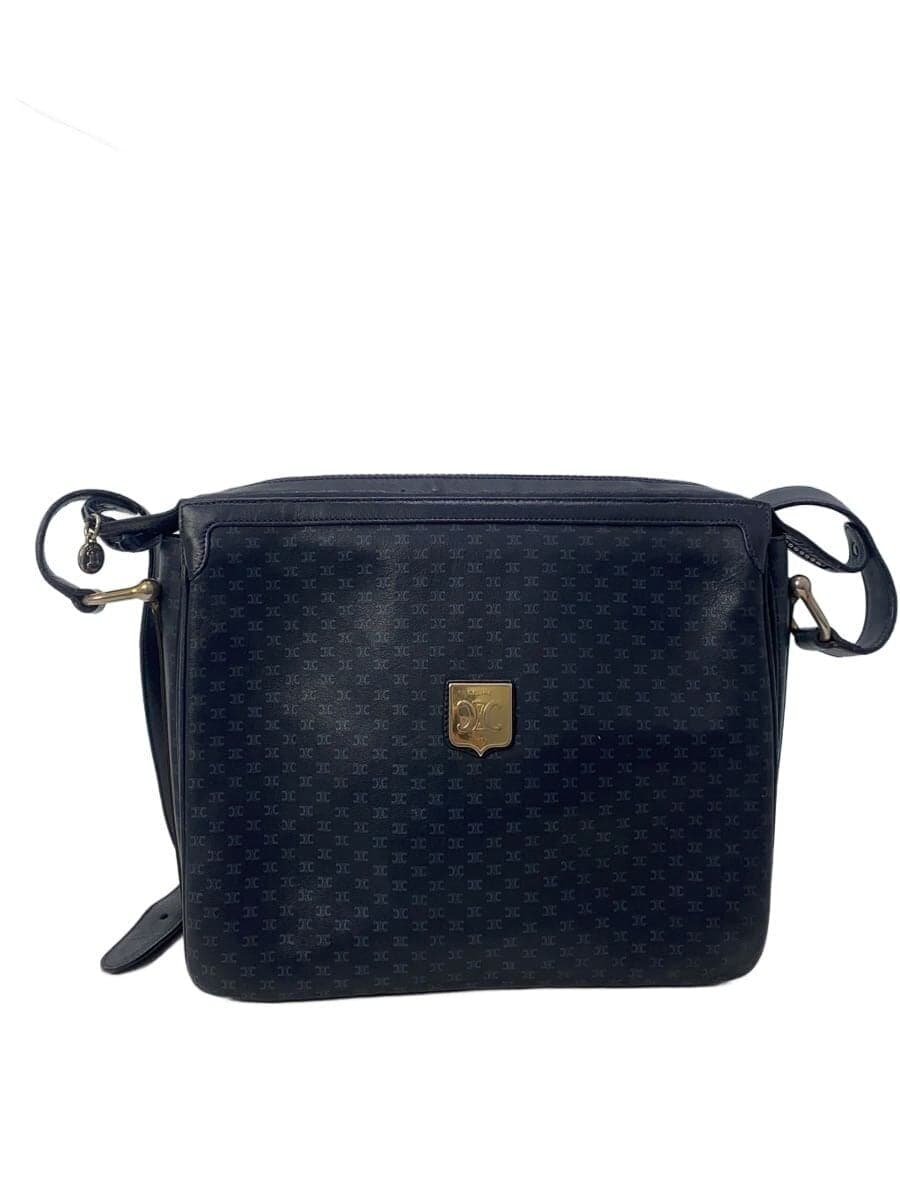 CELINE Shoulder Bag Leather NVY All Over Pattern