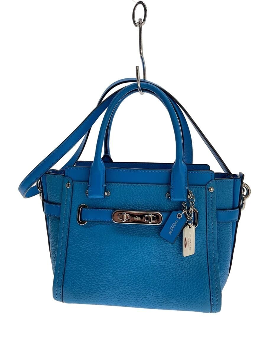 COACH Handbag Leather BLU 37444 With Stain