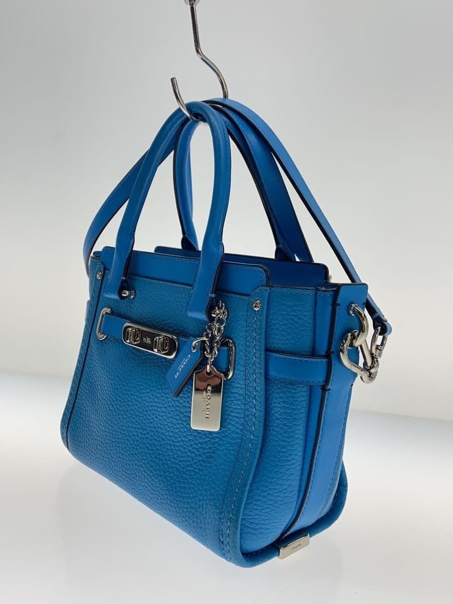COACH Handbag Leather BLU 37444 With Stain 2
