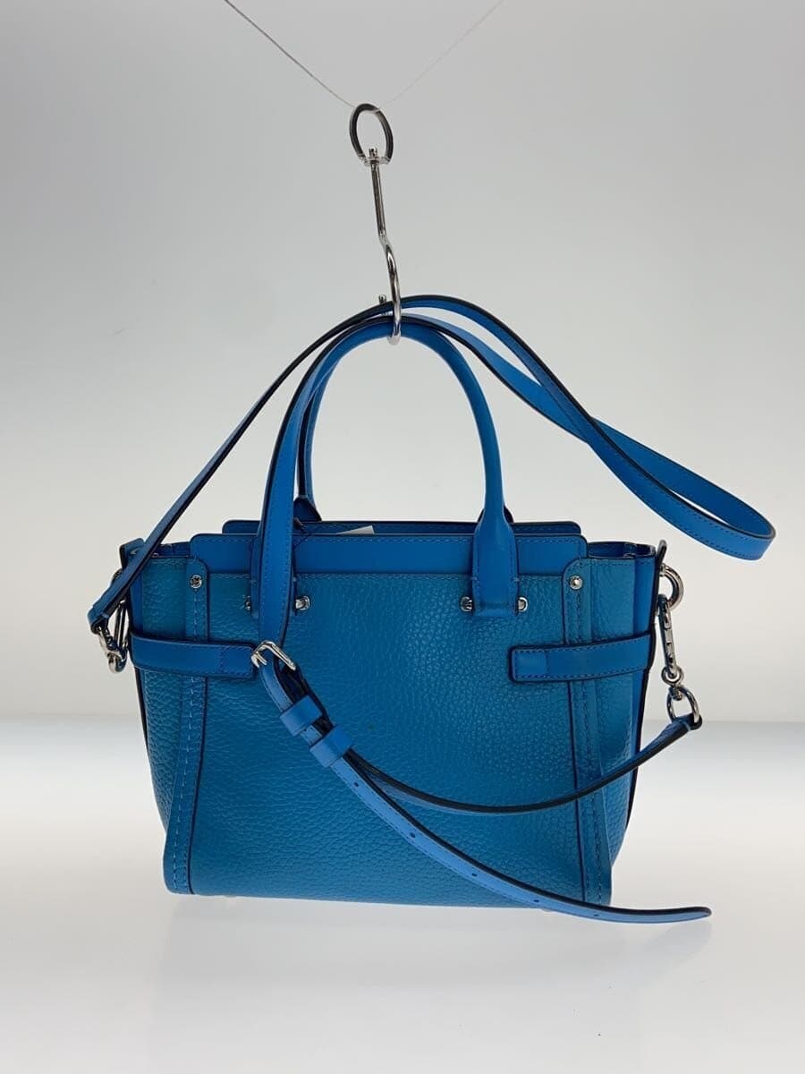COACH Handbag Leather BLU 37444 With Stain 3