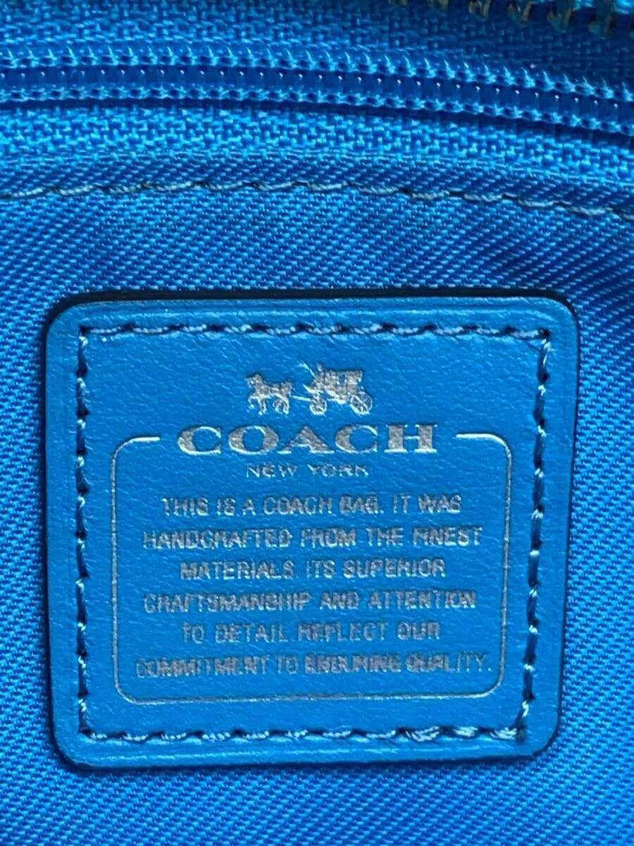 COACH Handbag Leather BLU 37444 With Stain 5